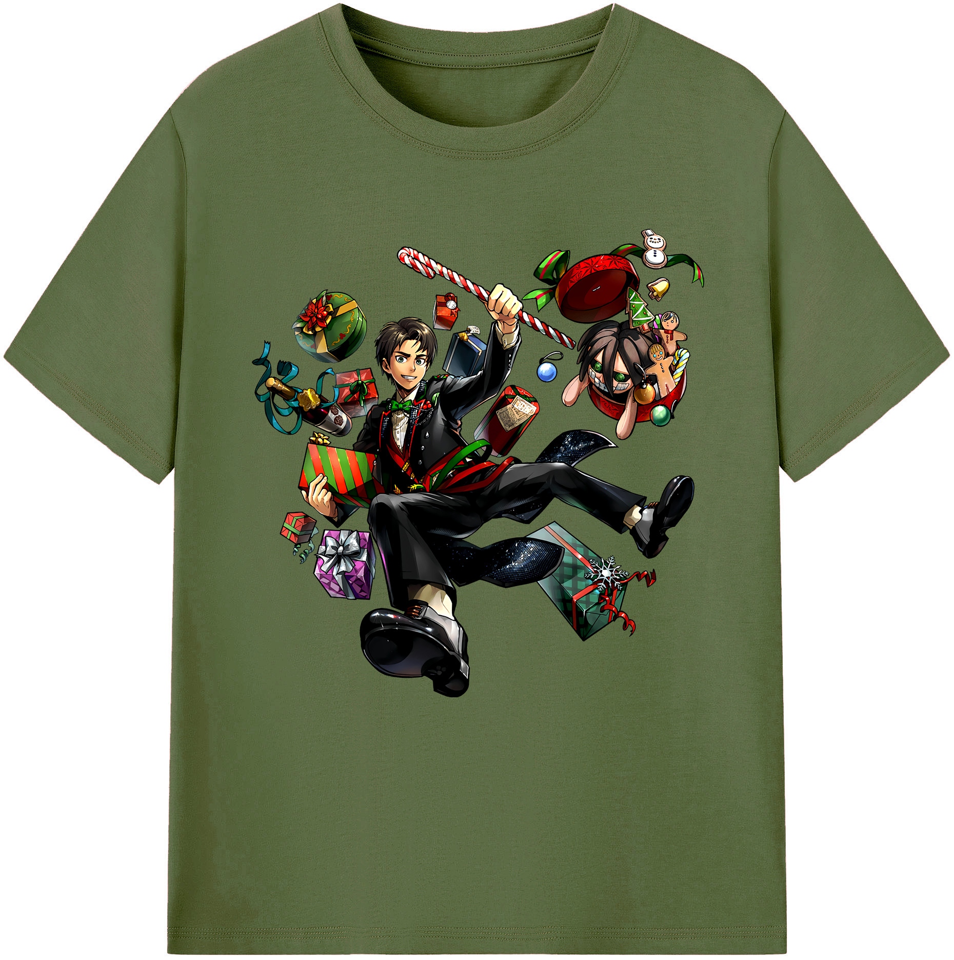 （画像用） 進撃の巨人 エレン･イェーガー Attack on Titan Eren Jäger 綿100％半袖Tシャツ（フロントプリント）